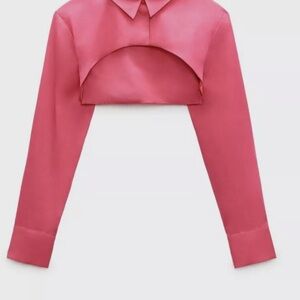 Zara Pink Cropped Collar Shrug